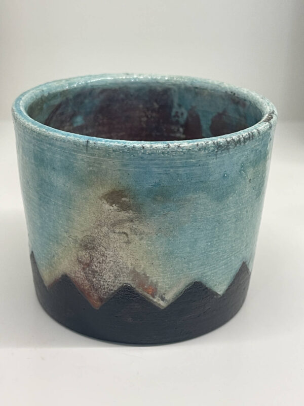 Raku fired turquois cup